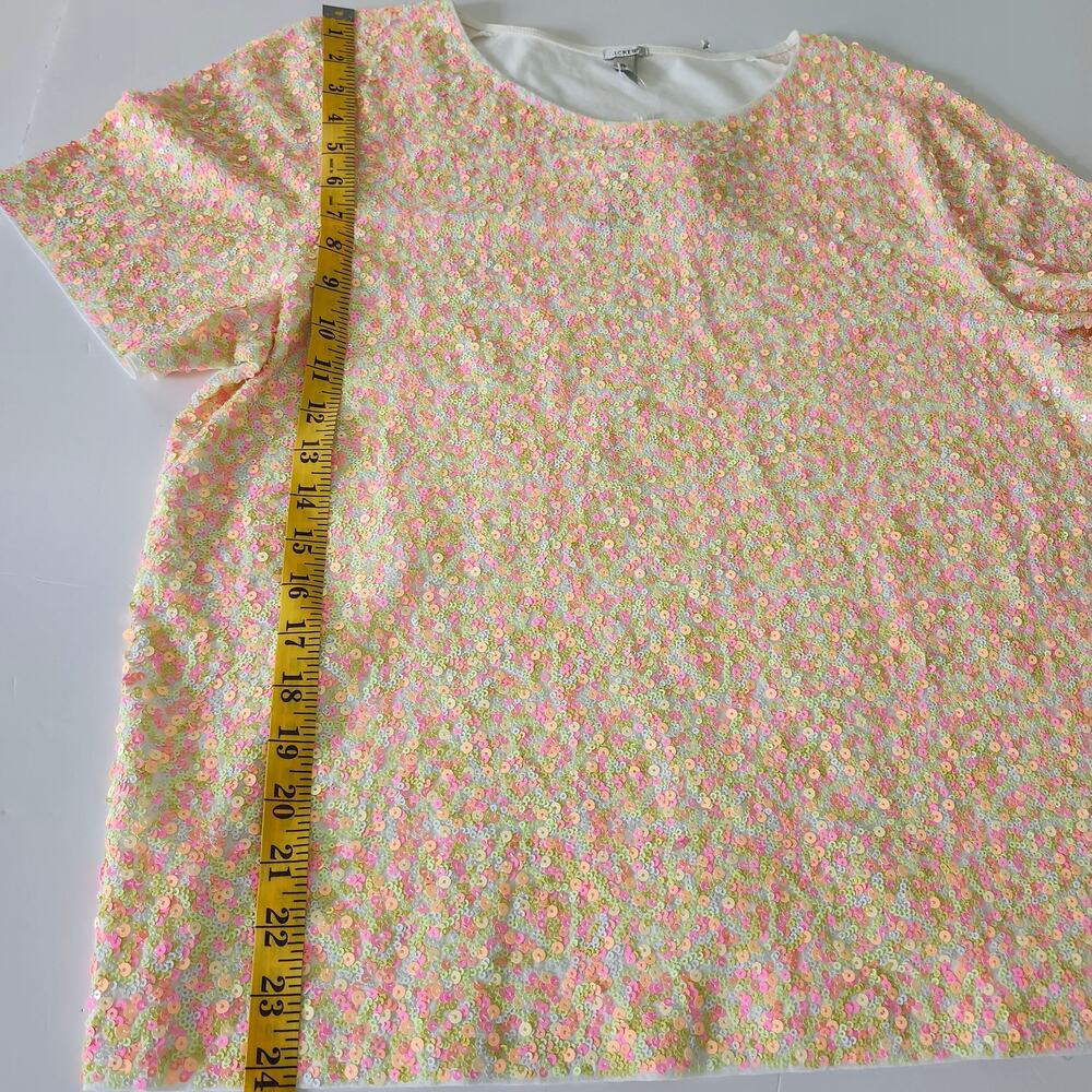J Crew Neon Sequin Short Sleeve T-Shirt Size XL - Picture 9 of 9
